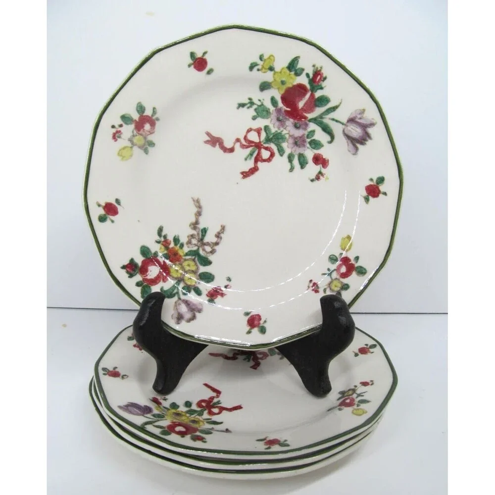 Royal Doulton Old Leeds Spray  Salad Plate  3 Luncheon Plates & 4  Bread Plates